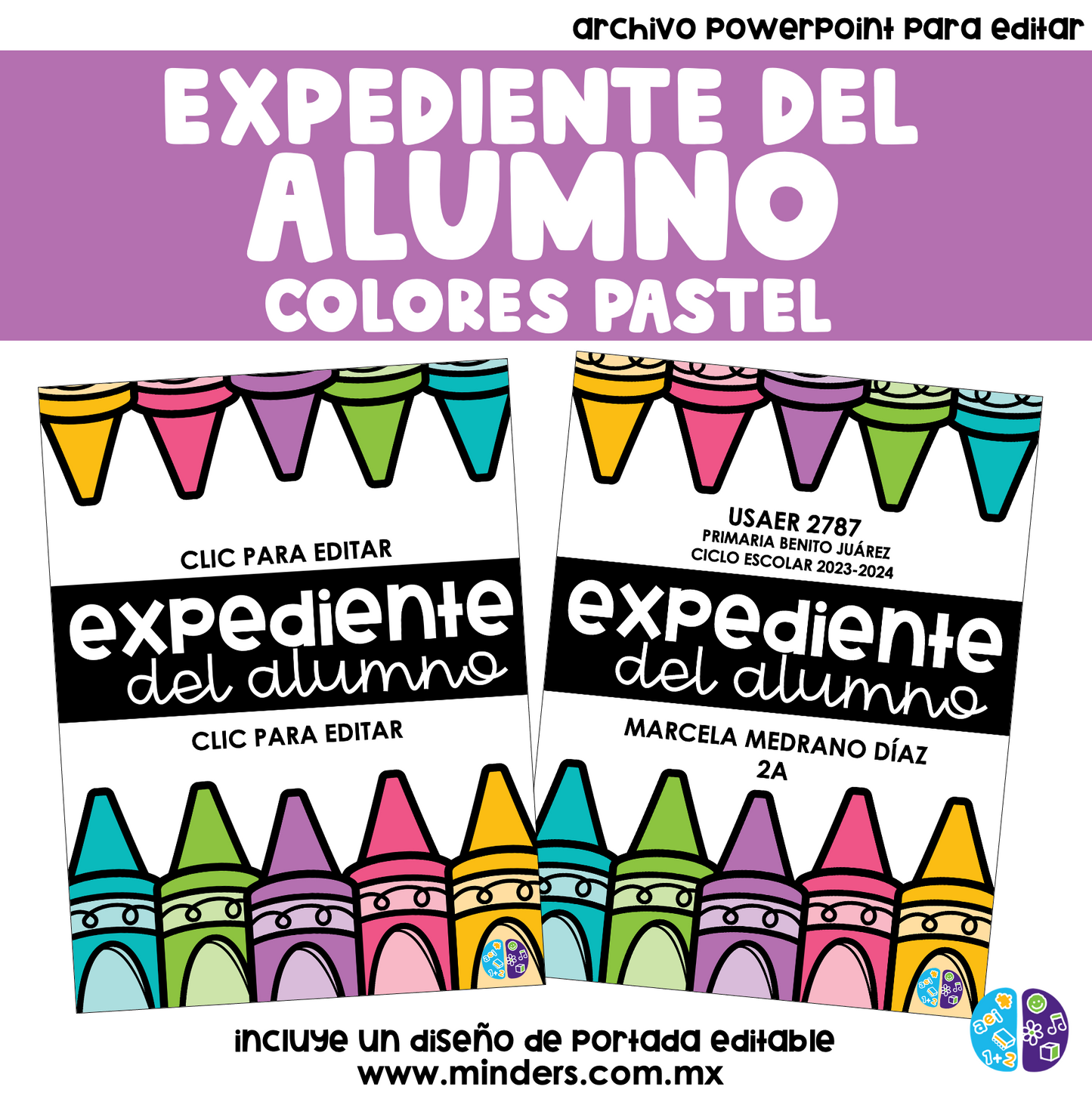 Portada Expediente del Alumno Colores Pastel