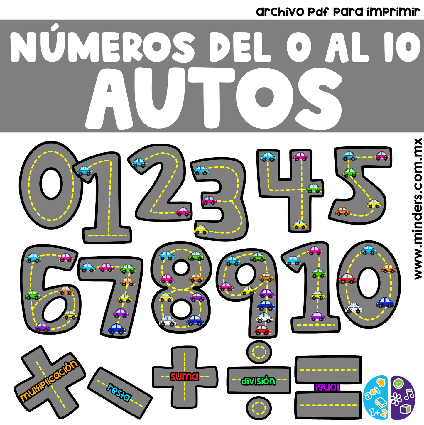 Numbers from 0 to 10 Cars
