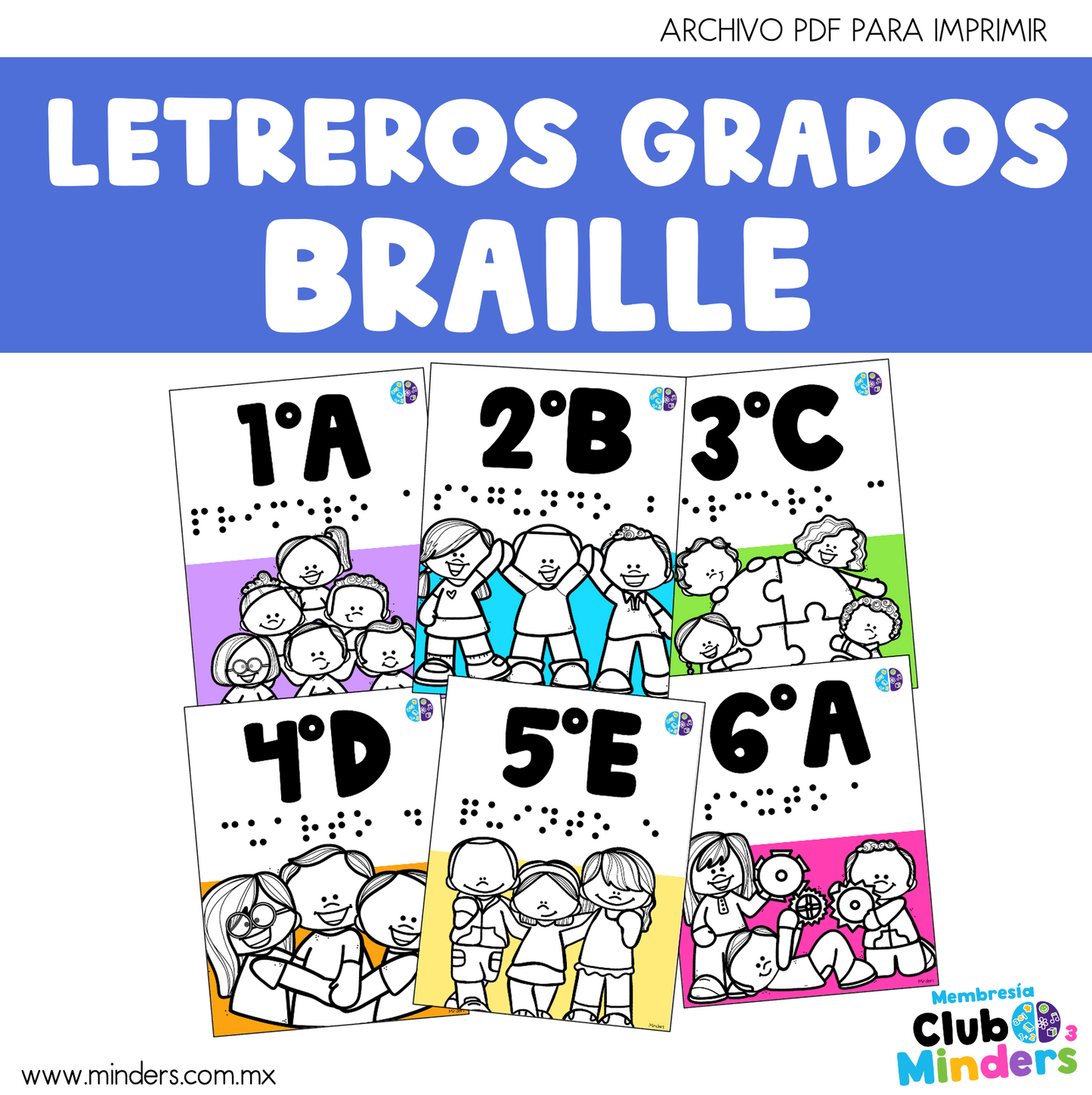 Letreros de los grados Braille