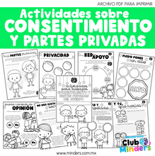 Cargar imagen en el visor de la galería, Actividades sobre el consentimiento y las partes privadas del cuerpo - Prevención del abuso sexual infantil