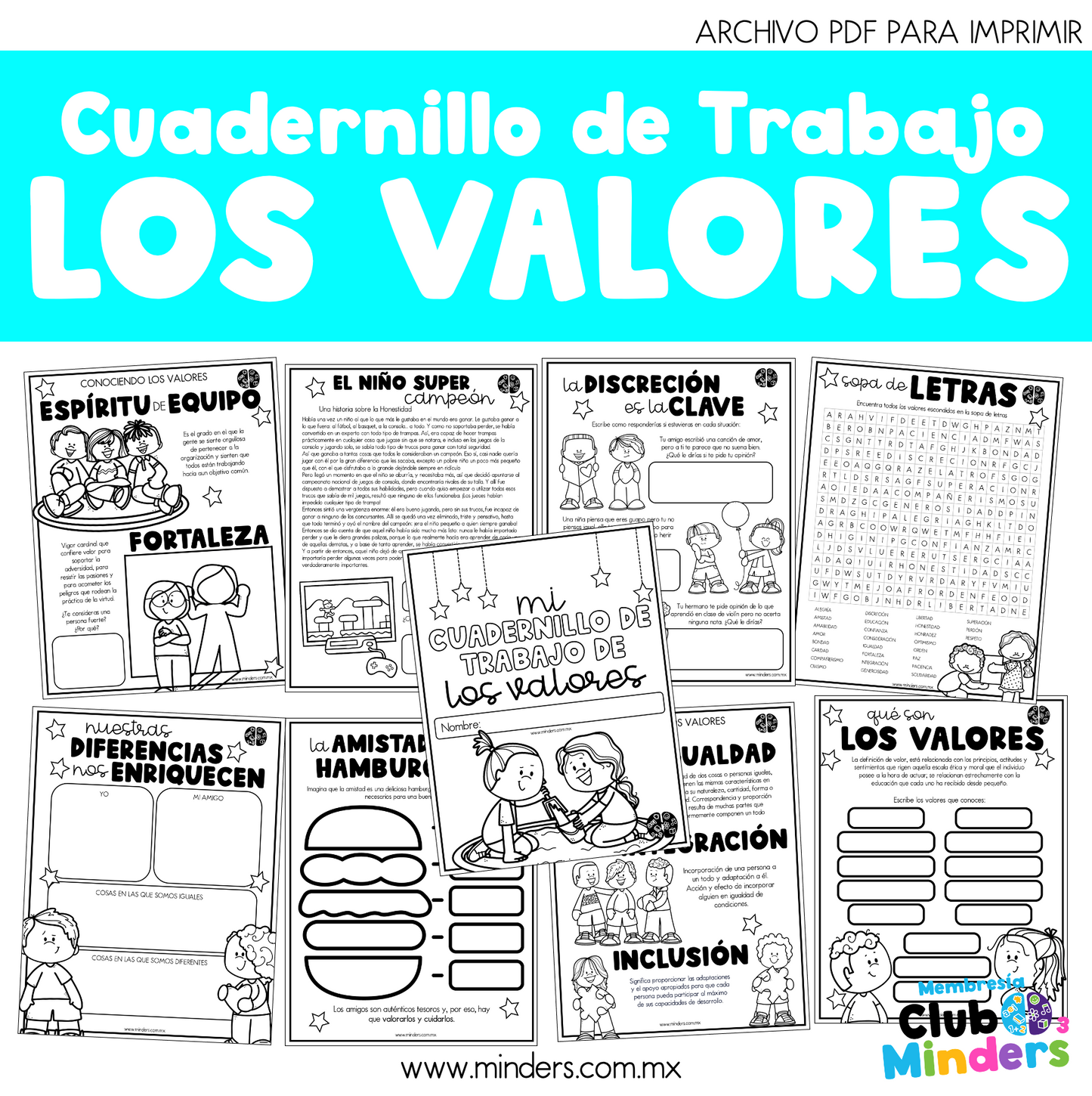 Cuadernillo Los Valores para niños