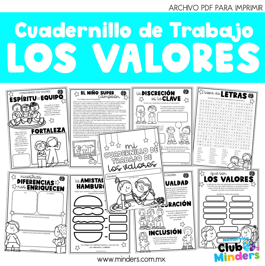 Cuadernillo Los Valores para niños