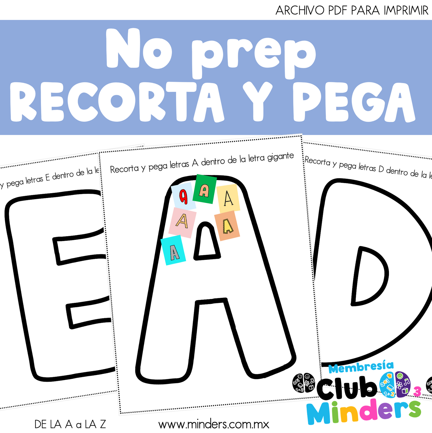 No prep Recorta y pega Alfabeto