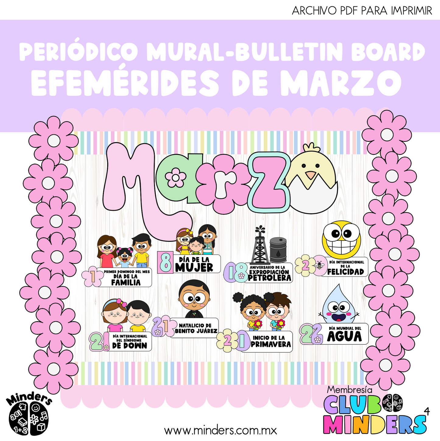 Periódico Mural - Bulletin board Efemérides de Marzo