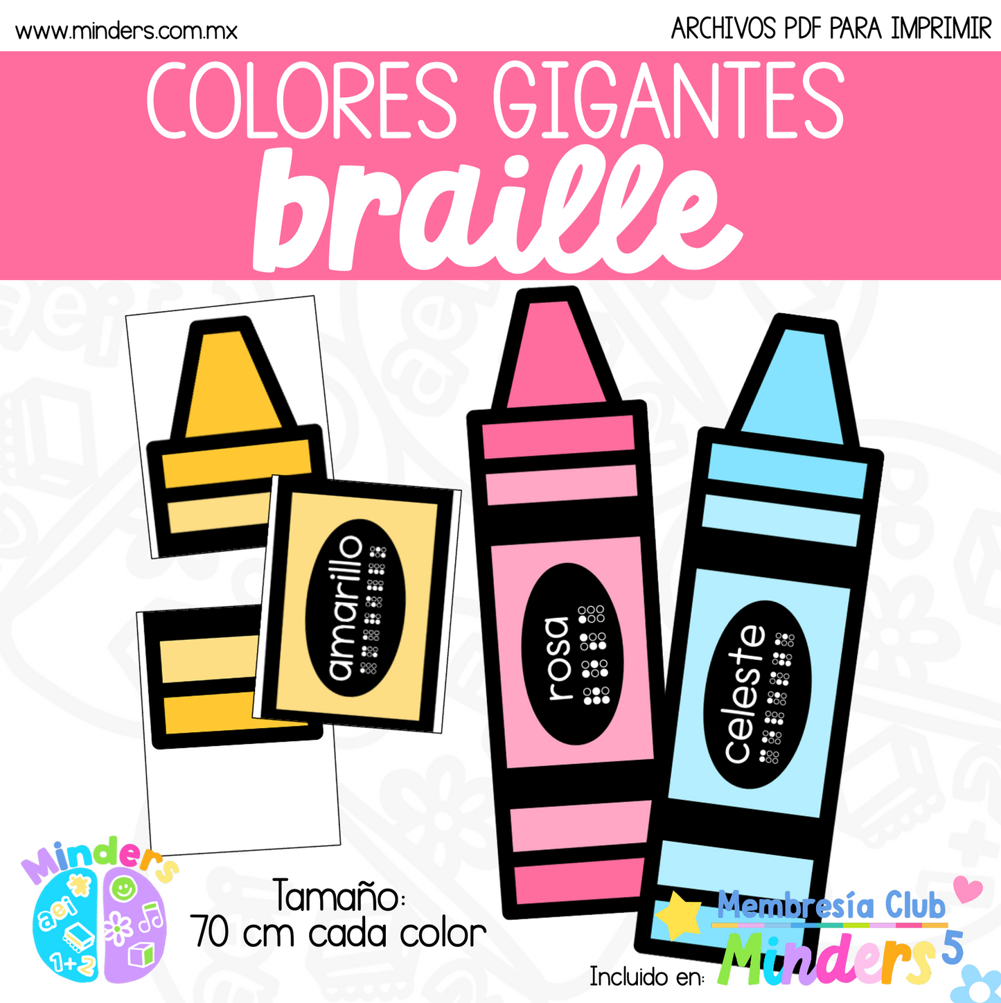 Colores gigantes en braille – PDF imprimible