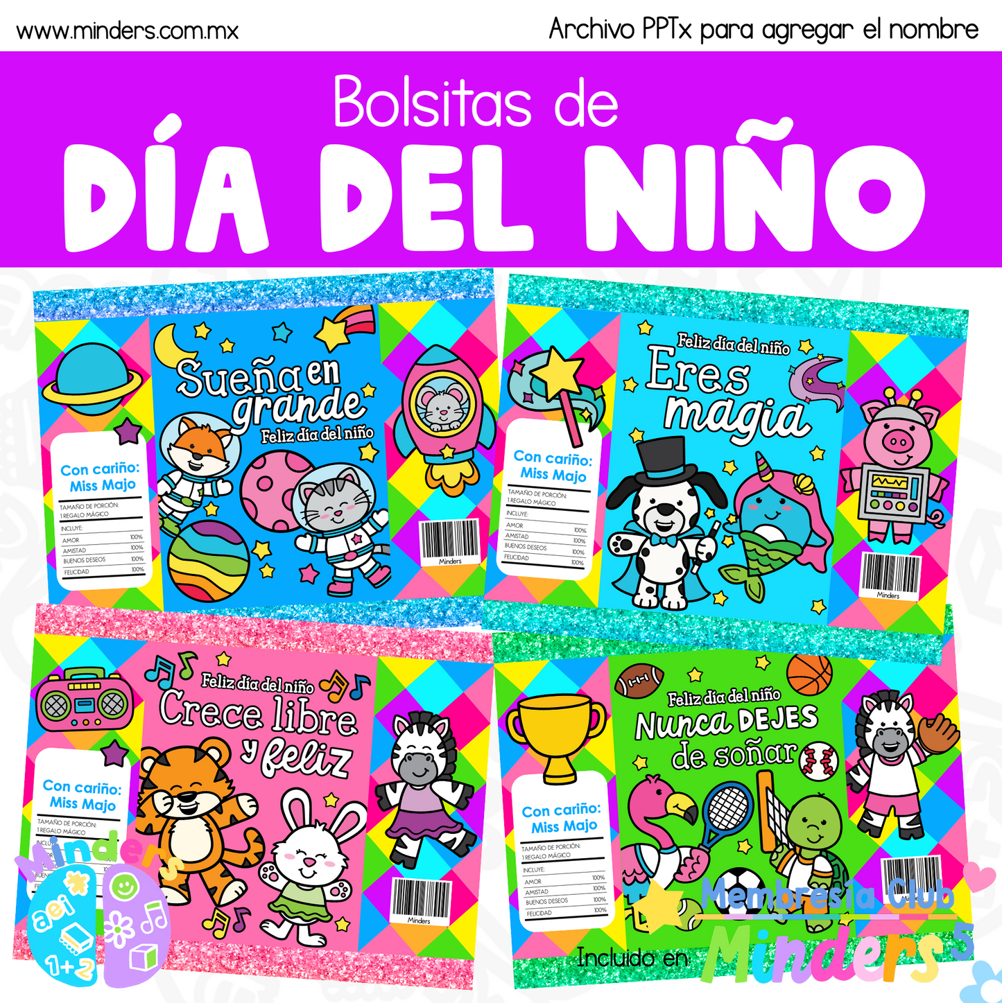 Bolsitas Día del Niño (animales) – Archivo Editable