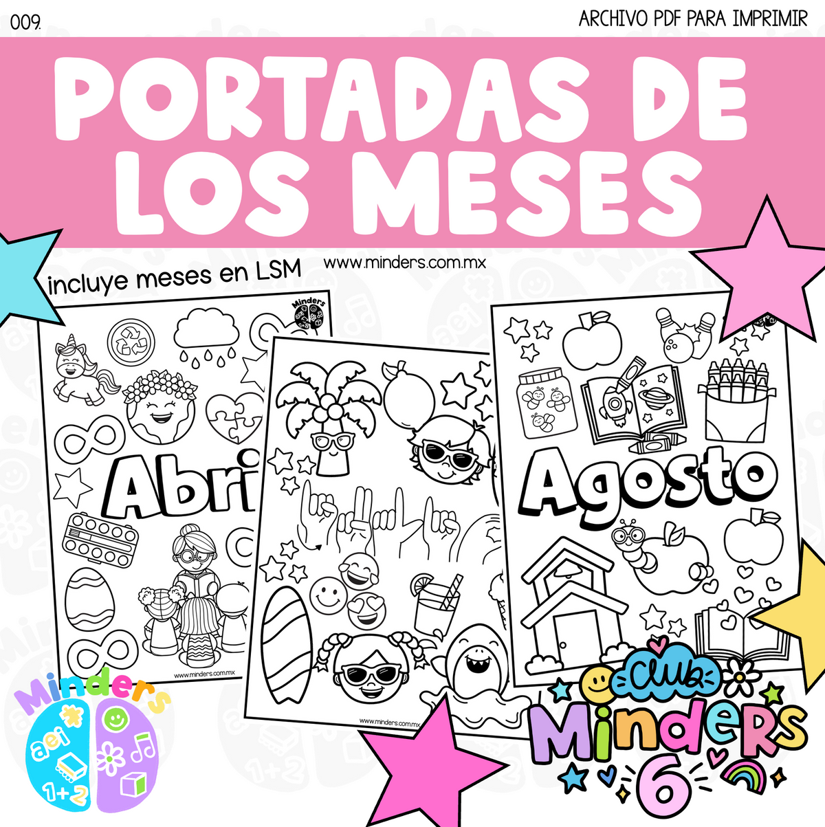 Portadas de los meses para colorear - Español y LSM