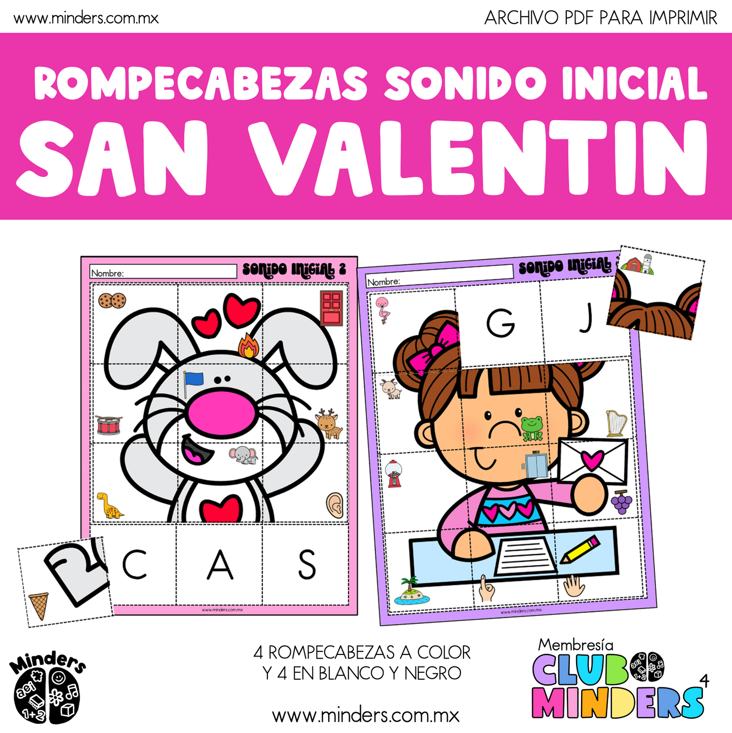 Rompecabezas sonido inicial - San Valentin