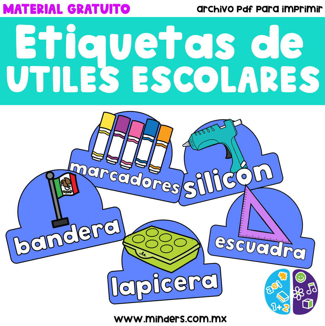 Etiquetas de los Útiles Escolares - Material Gratuito Minders