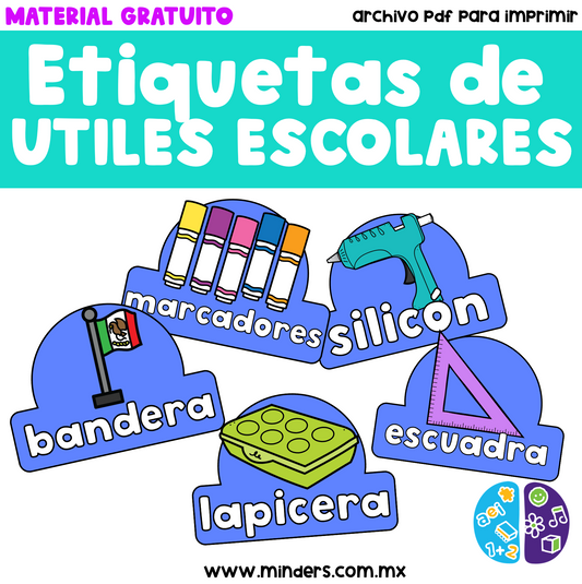 Etiquetas de los Útiles Escolares - Material Gratuito Minders
