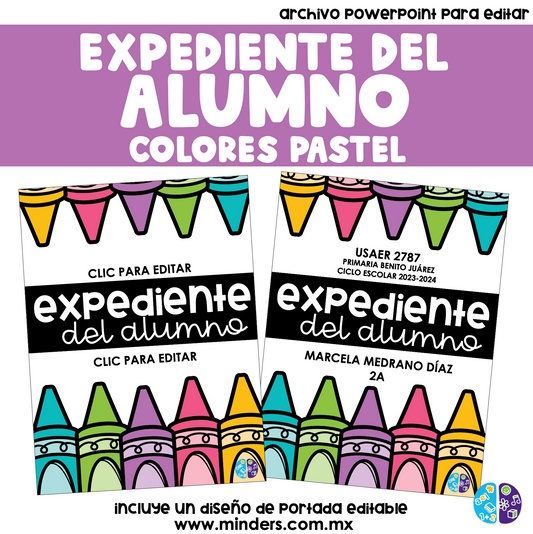 Portada Expediente del Alumno Colores Pastel