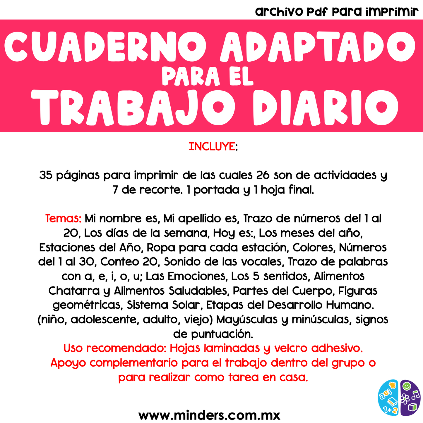 Cuaderno Adaptado de Trabajo Diario - Morning Work