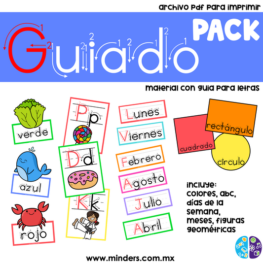 Paquete decorativo con letras guiadas