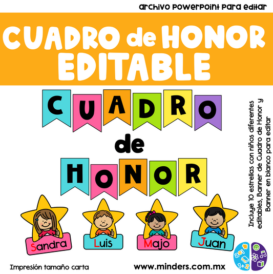 Cuadro de Honor Portanombres Editable