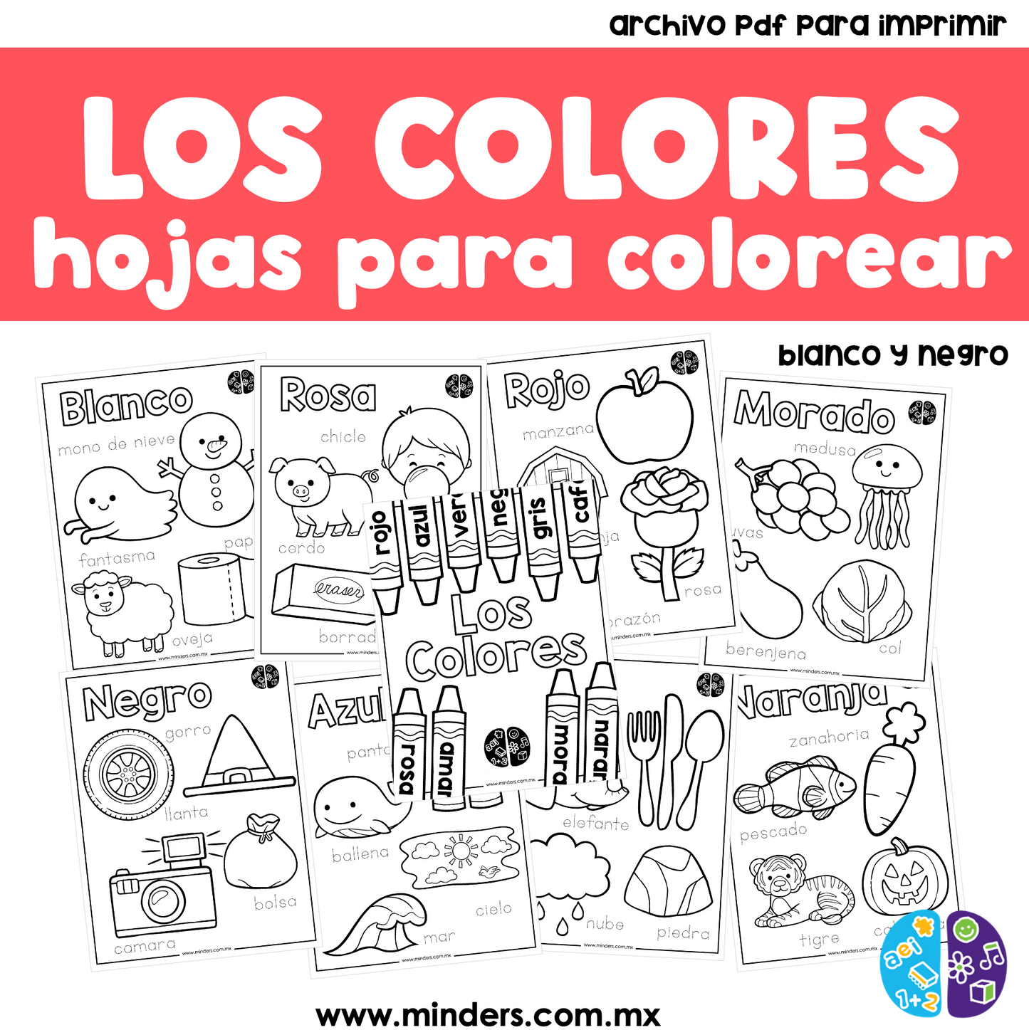 Hojas para colorear - LOS COLORES