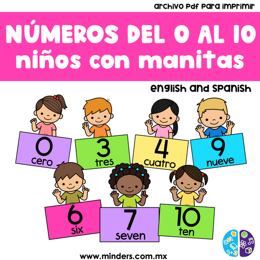 Números del 0 al 10 niños con manitas