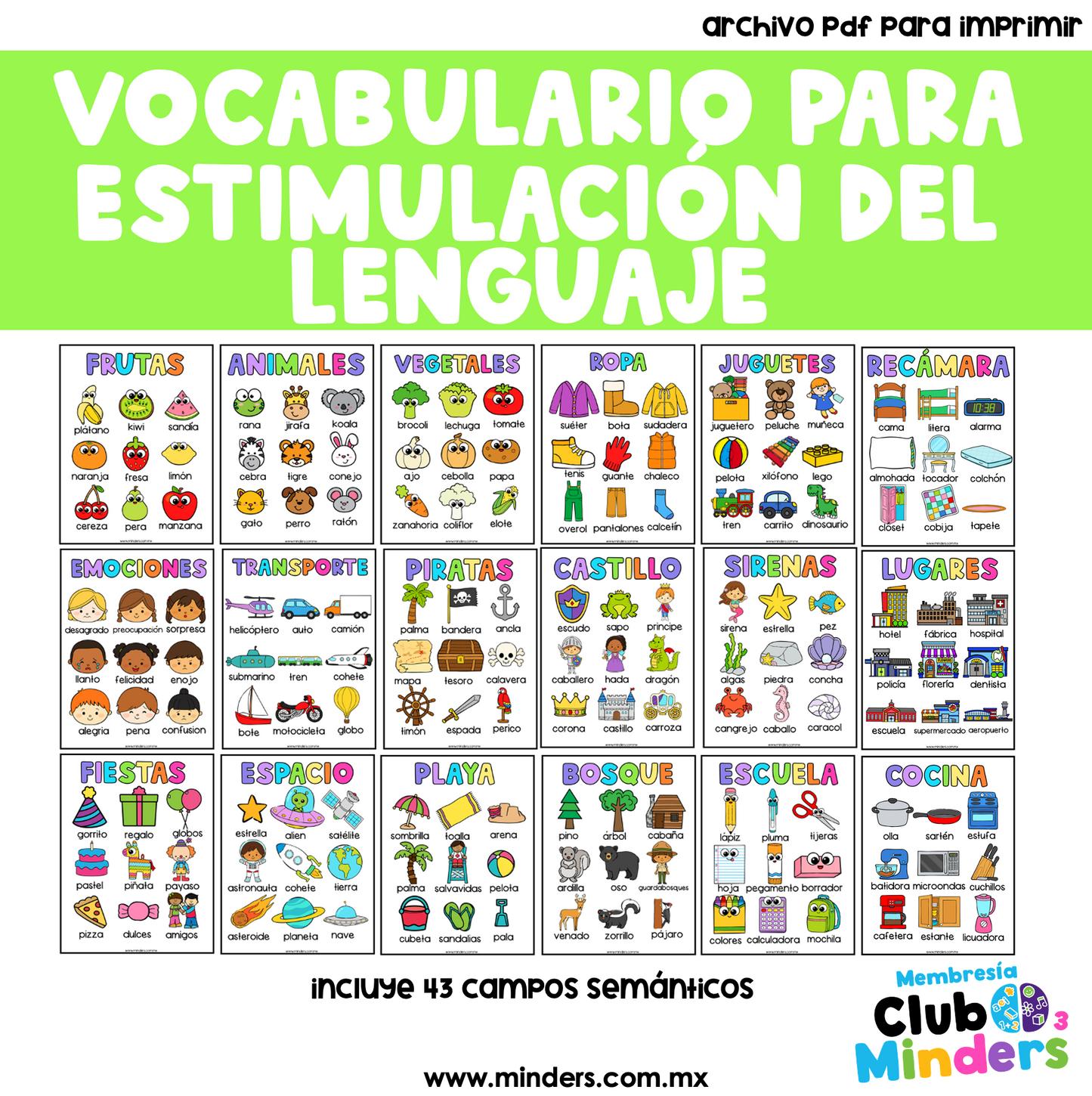 Vocabulario para Estimulación del Lenguaje