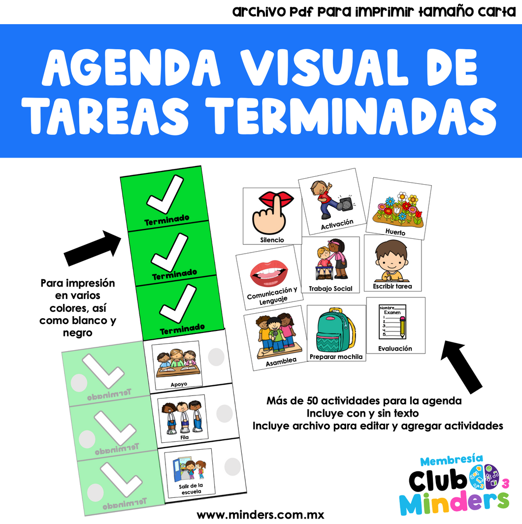 Agenda Visual de Tareas Terminadas en la Escuela