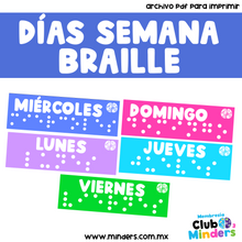 Cargar imagen en el visor de la galería, Días de la semana Braille
