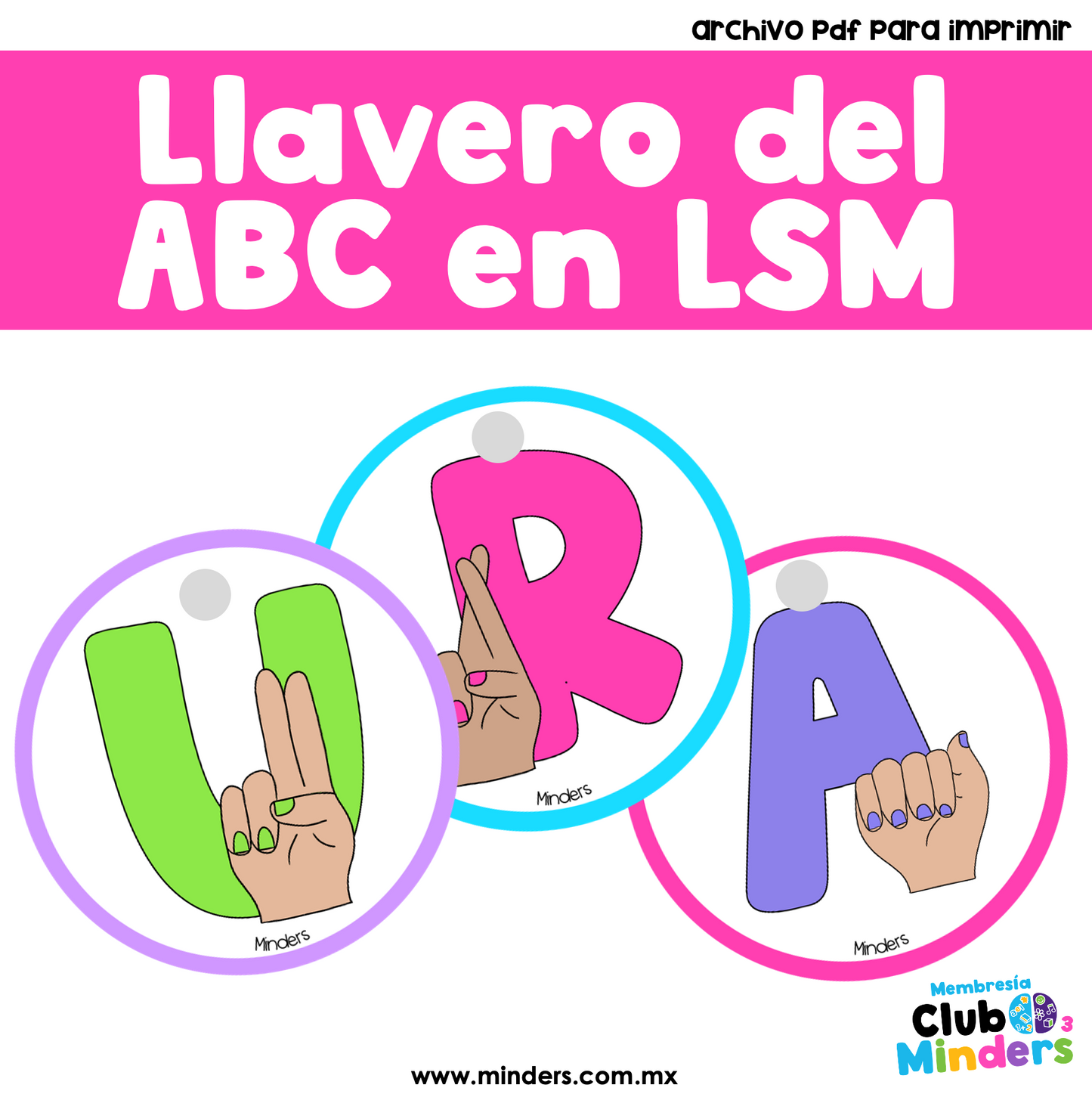 Llavero del abecedario en LSM