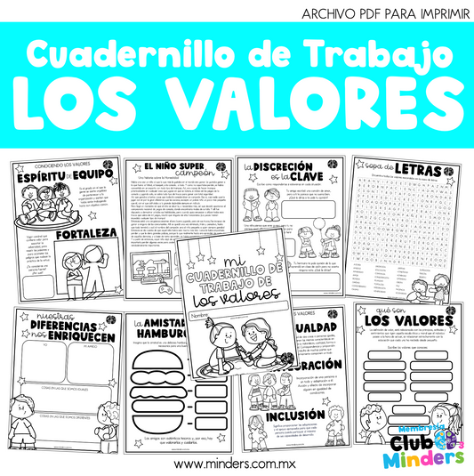 Cuadernillo Los Valores para niños