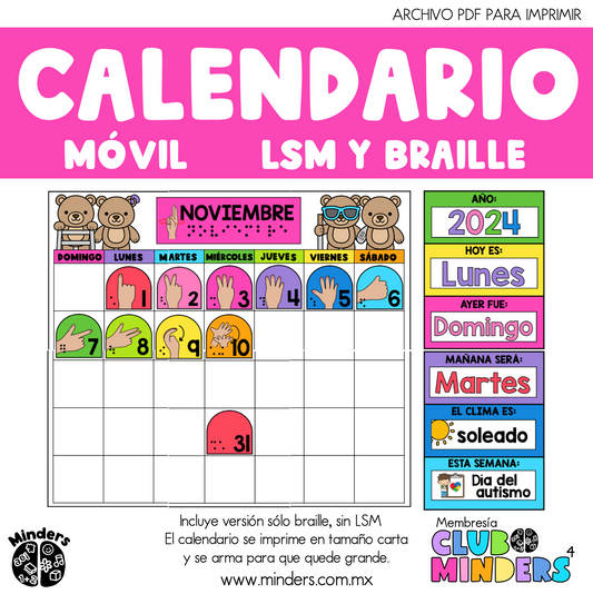 Calendario Móvil LSM y Braille