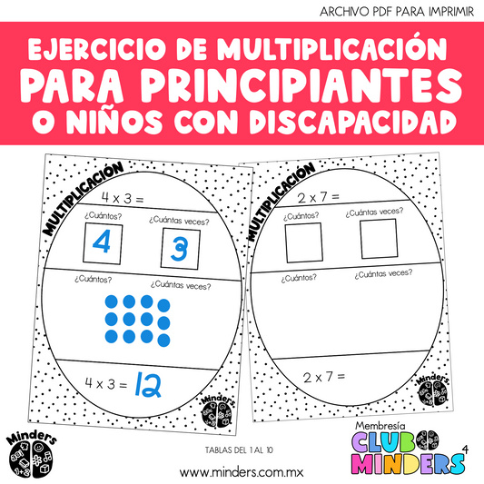 Ejercicio de Multiplicación para principiantes o niños con discapacidad