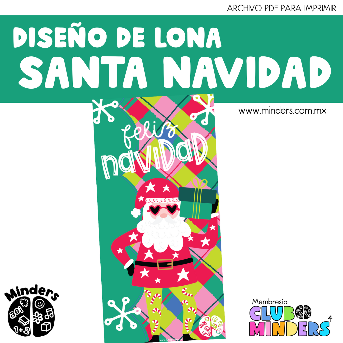 Diseño de lona Feliz Navidad Santa