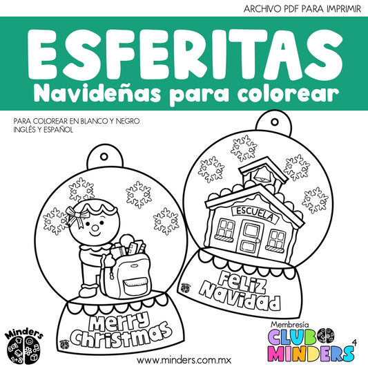 Esferitas Navideñas para Colorear