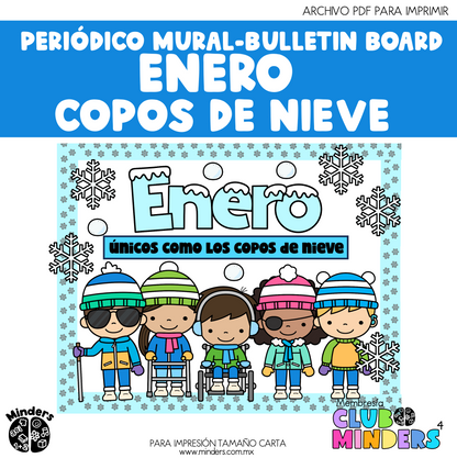 Wall Newspaper - Bulletin Board January Snowflakes