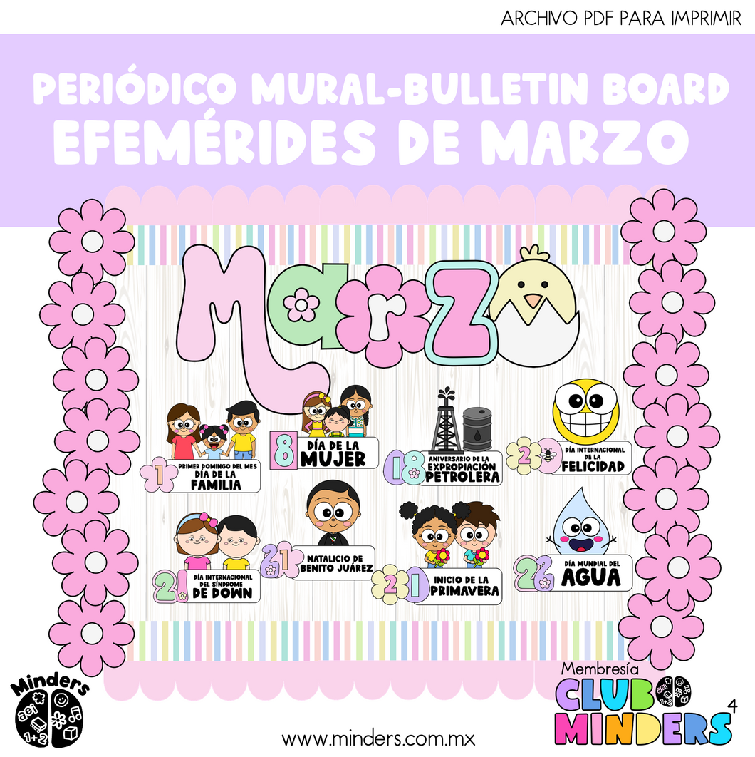 Periódico Mural - Bulletin board Efemérides de Marzo