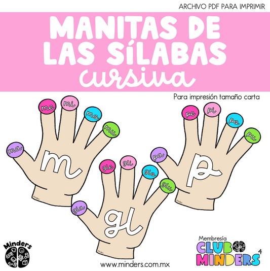 Manitas de las sílabas CURSIVA