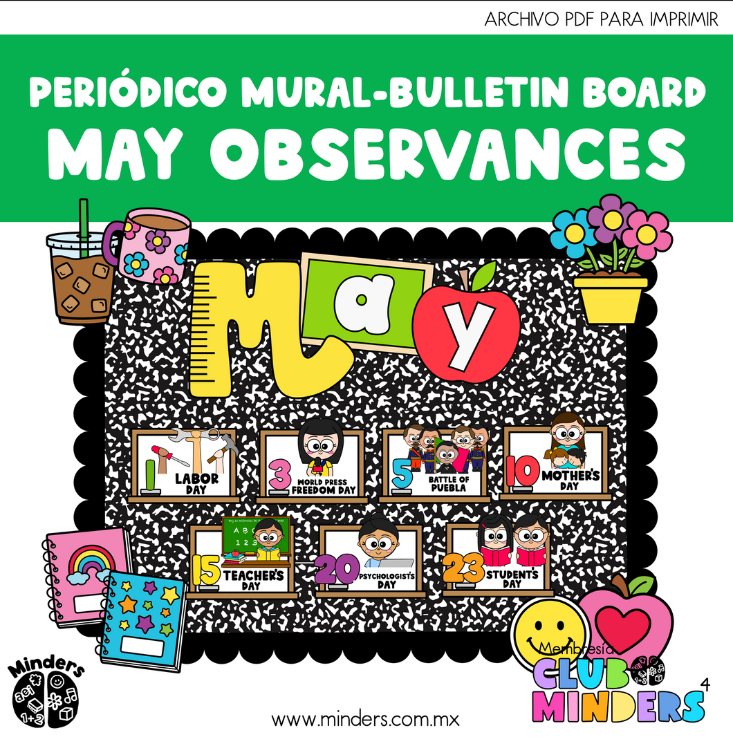 Bulletin board - May Observances Composition