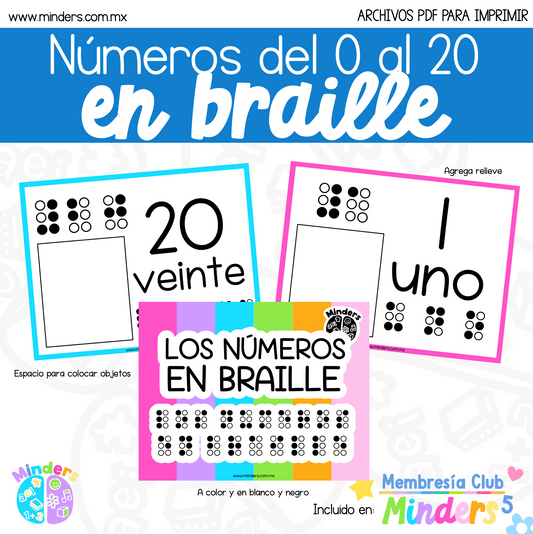 Números del 0 al 20 en Braille