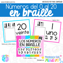 Cargar imagen en el visor de la galería, Números del 0 al 20 en Braille
