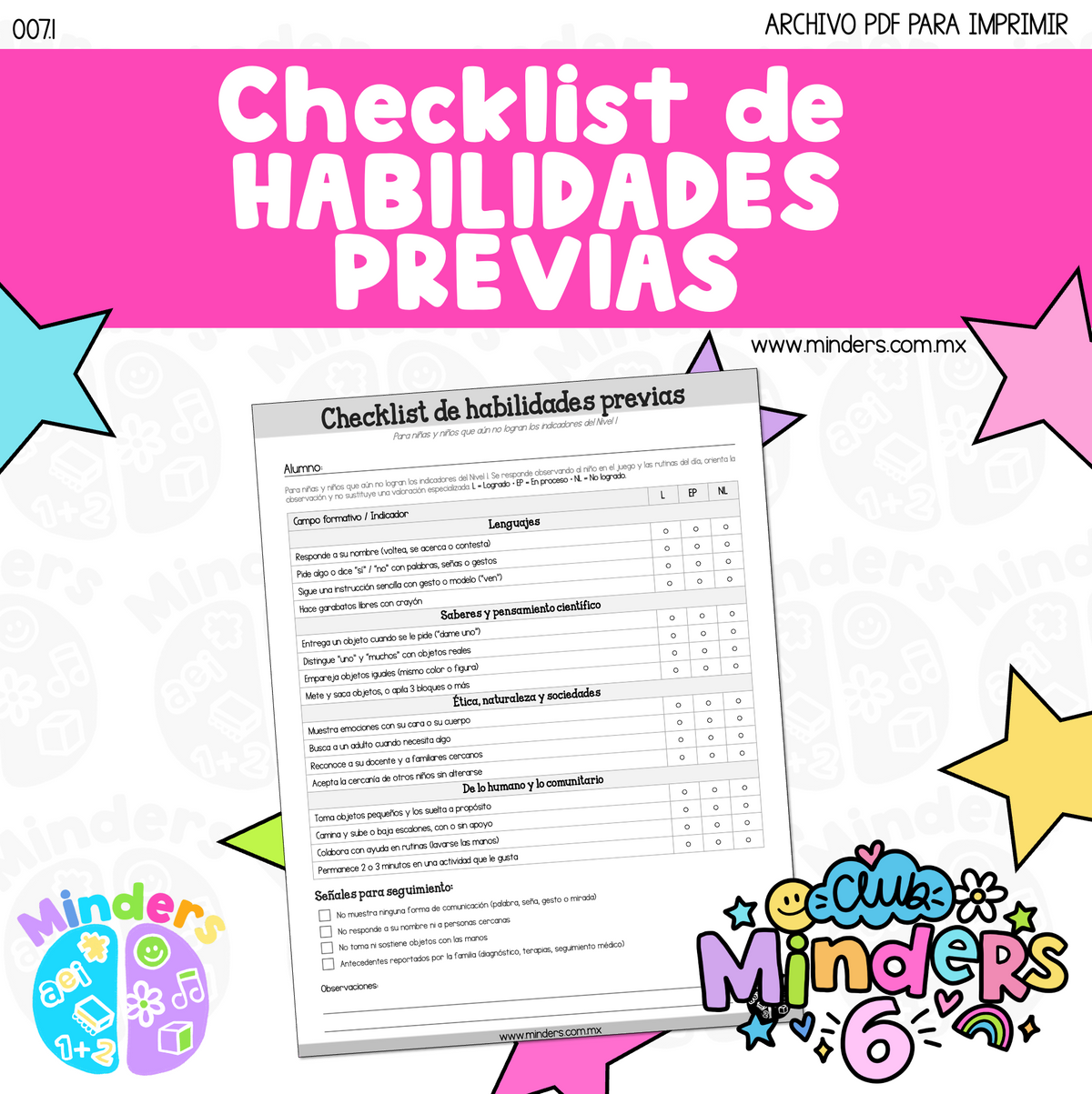 Checklist de habilidades previas - Exclusivo Club Minders 6
