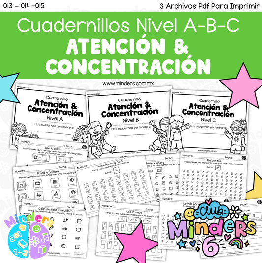 Cuadernillos de Atención y Concentración – Niveles A, B y C