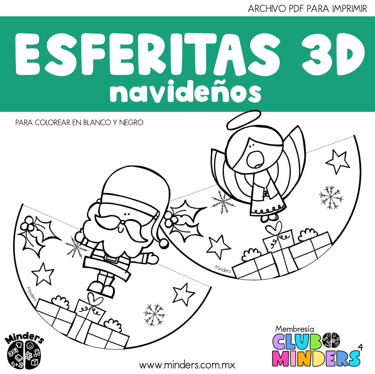 Esferitas 3D para colorear