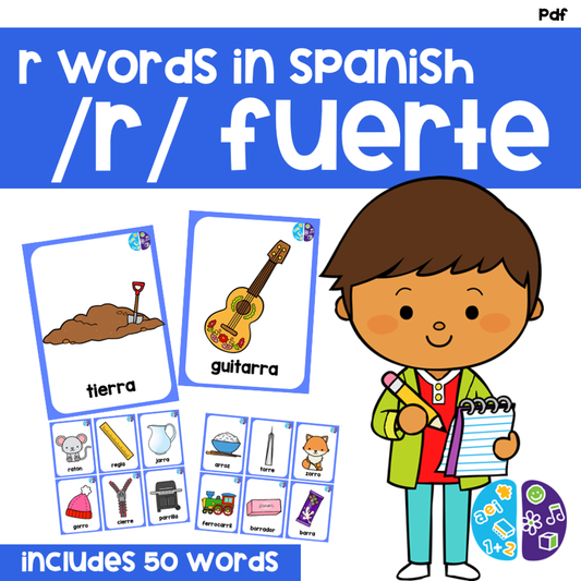 Tarjetas de Palabras con R fuerte - R words in spanish