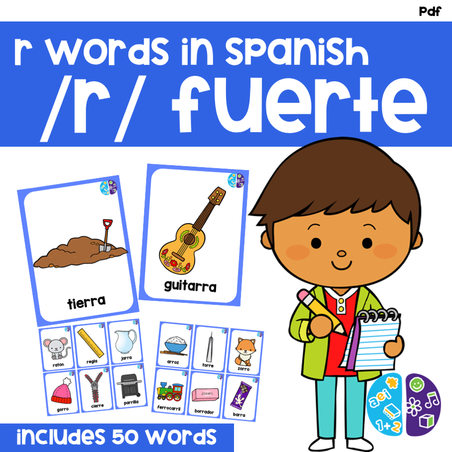 Tarjetas de Palabras con R fuerte - R words in spanish