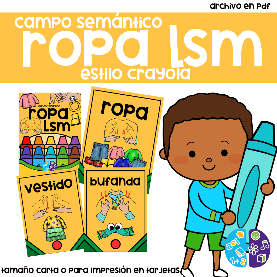 Campo semántico Ropa Tipo Crayola LSM Lengua de Señas Mexicana - Minders