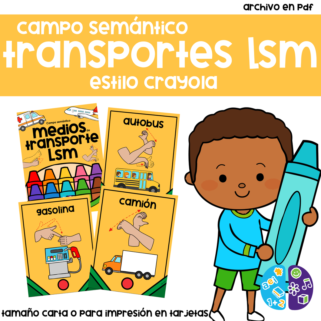 Campo Semántico Transportes Tipo Crayola LSM Lengua de Señas Mexicana - Minders