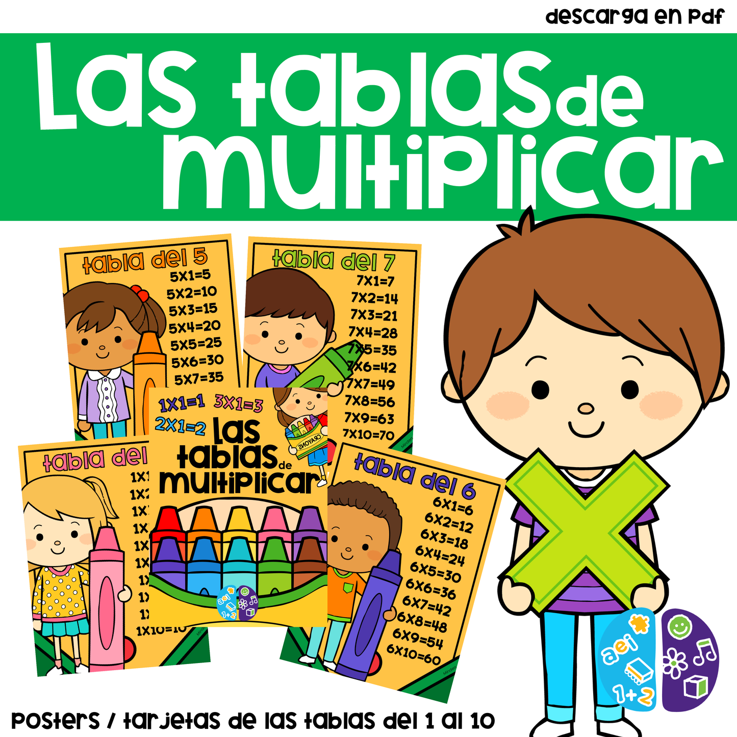 Las tablas de Multiplicar Estilo Crayola