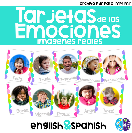 Tarjetas de las Emociones Imagenes reales - Emotions and Feelings Flashcards